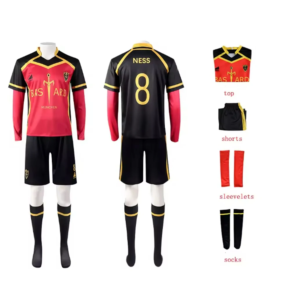 

Anime Blue Lock Cosplay Kaiser Ness Isagi Kurona Hiori Cosplay Costume Wig Jersey Bastard Munchen Embroidery Football Uniform