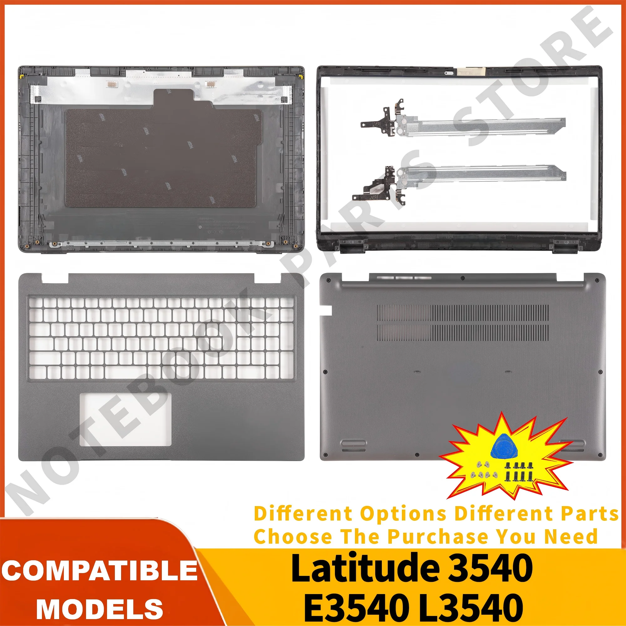 

Notebook Parts For Latitude E3540 3540 LCD Back Cover Front Bezel Hinges Palmrest Bottom Case 03JW02 0DVR0W 0XF4G1