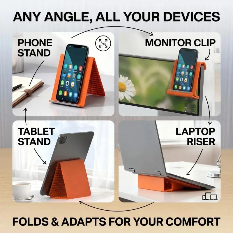 Creative Foldable Phone Stand - Flexible Transformable Desk Tablet Laptop Holder Travel Accessory view 5