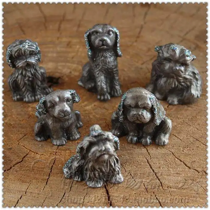 Tin Sculpture Creative Tin Product Craft Ornament, Russian Tin Man Decoration, Six Small Dogs and Pets