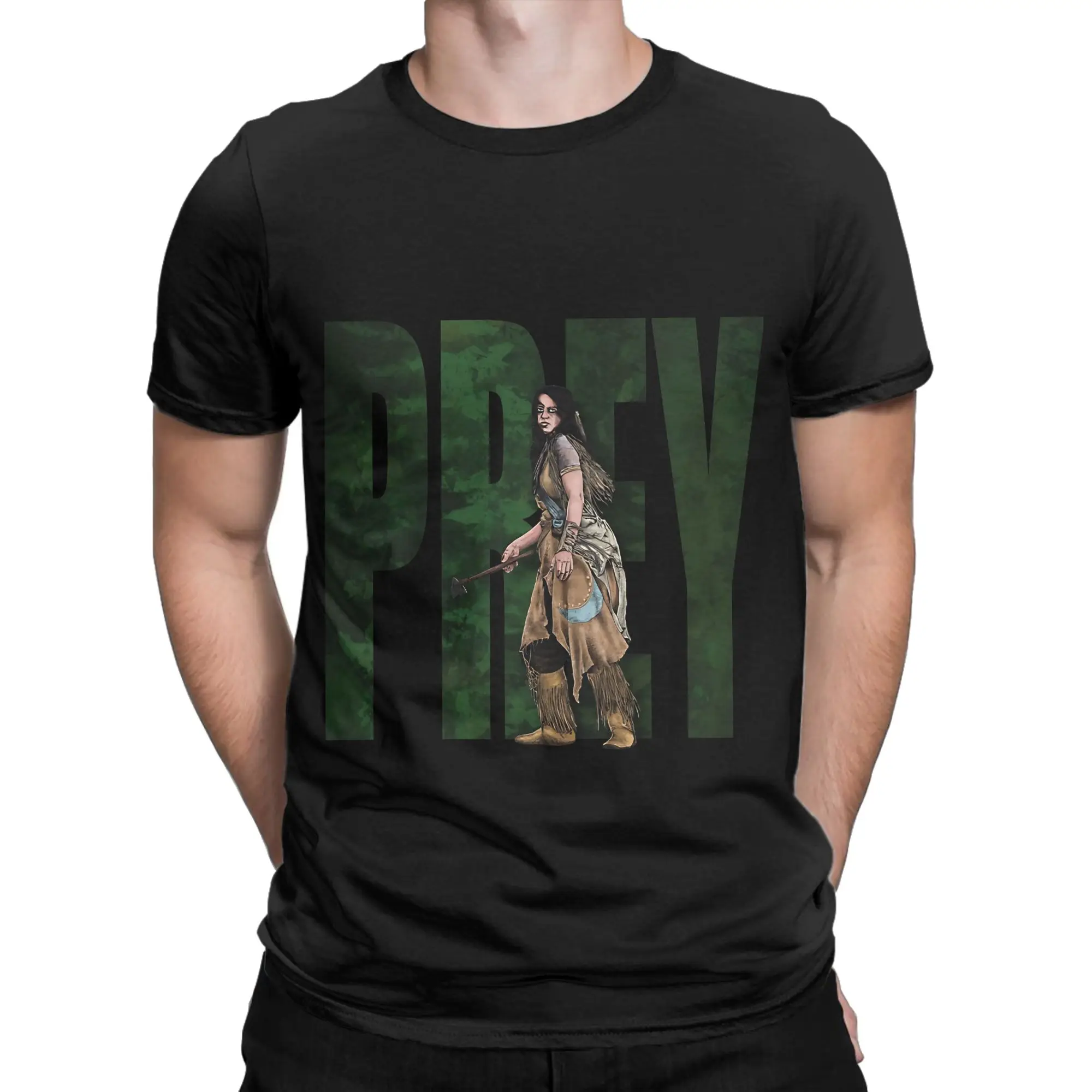 Prey green painting Funny Graphic 100% Cotton T-Shirt Prey Tops Tees For Men