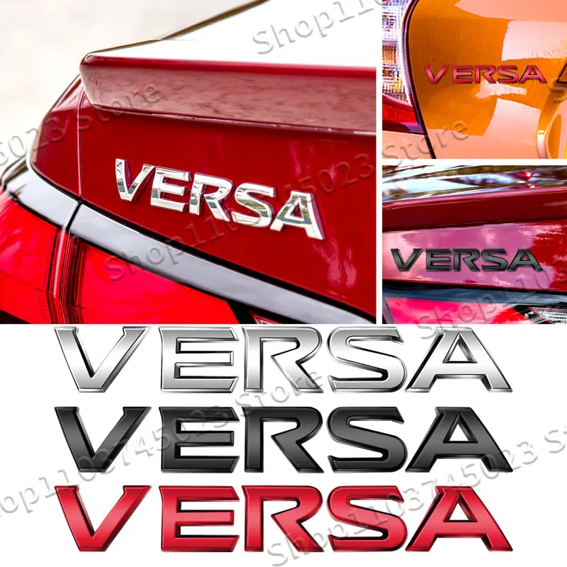 3D Chrome Metal Car Letters For VERSA Logo Rear Trunk Fender Emblem Adhesive Badge Car Styling Accessories