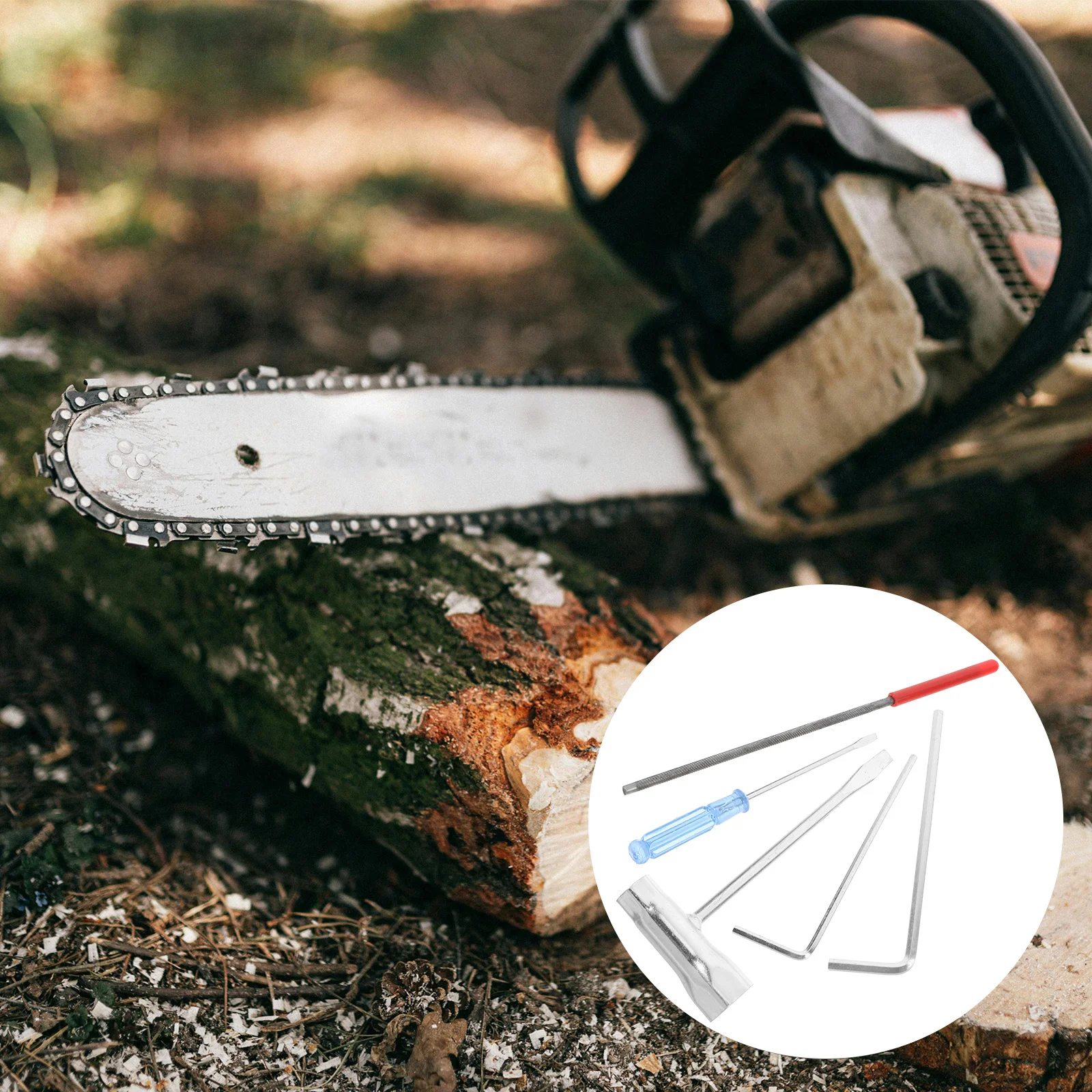 

14 pcs Chainsaw Tool Kit Oil Saw Maintenance Set Wrench File Socket Screwdriver 2 Cycle Engine Repair Carburetor