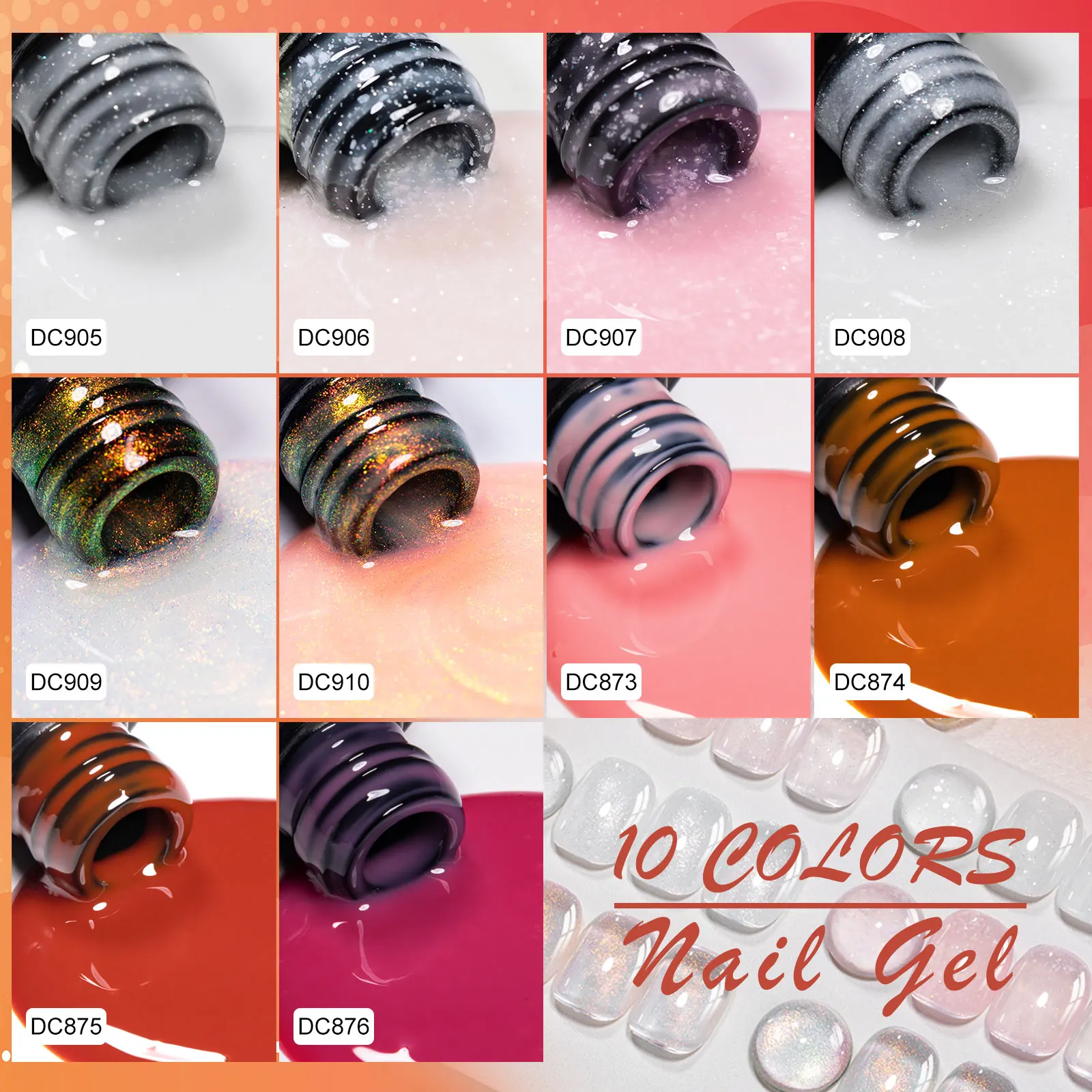 

12pc Jelly Snowflake Nail Gel Polish Set Home Manicure Starter Kit for Beginners Base Top Coat UV LED Soak Off Nail Art Design