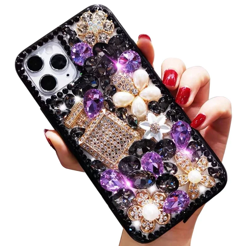 

Luxury Rhinestone Phone Case for iPhone 16 Plus 15Pro, Unique Bling Diamond Phone Cover Bag, 13, 14, 11, 12Pro Max