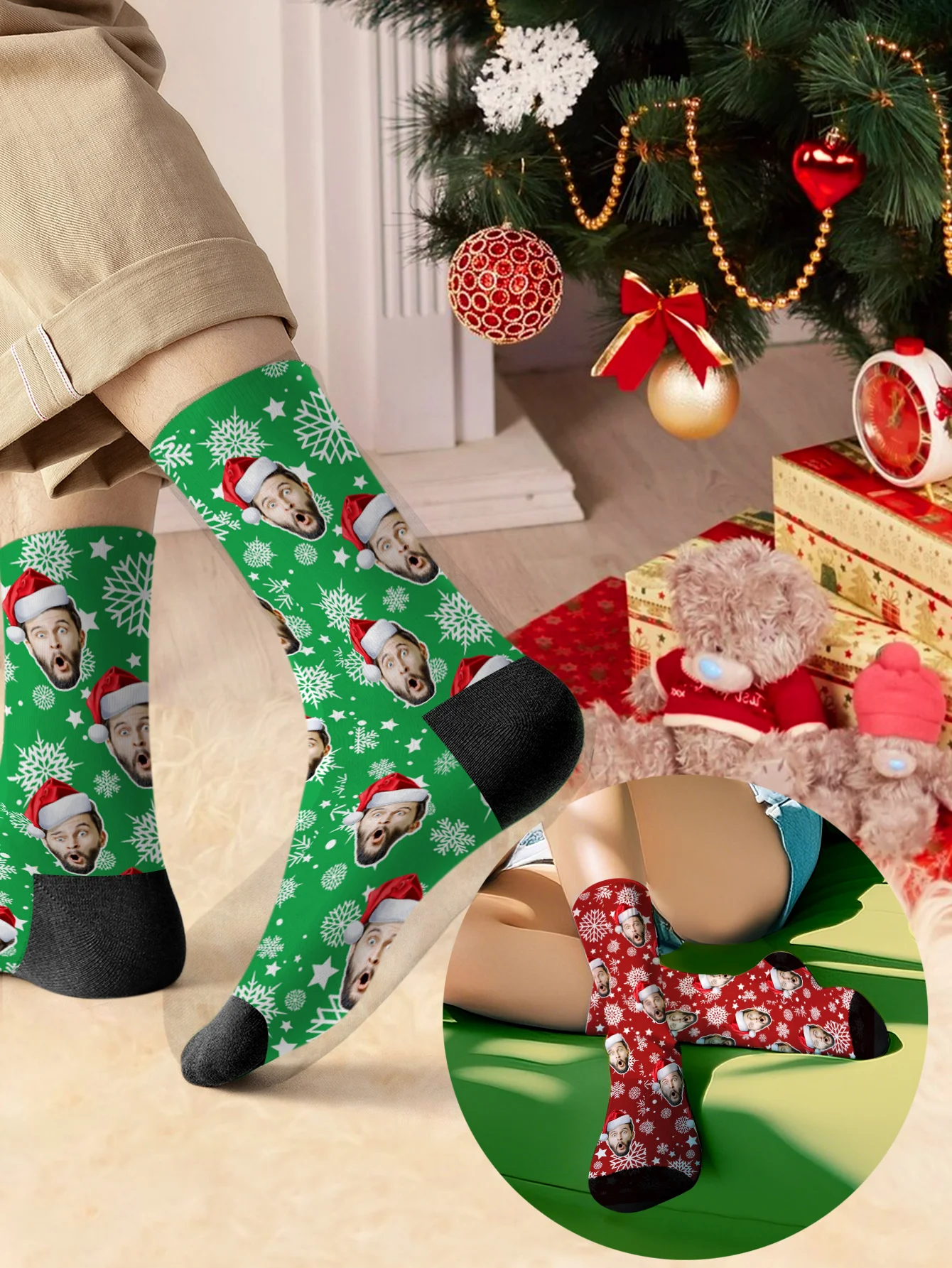 مخصص عيد الميلاد الوجه الجوارب مخصص مطبوعة شخصية مضحك الوجه الجوارب هدية لأمي أبي صديقة صديقها لها له