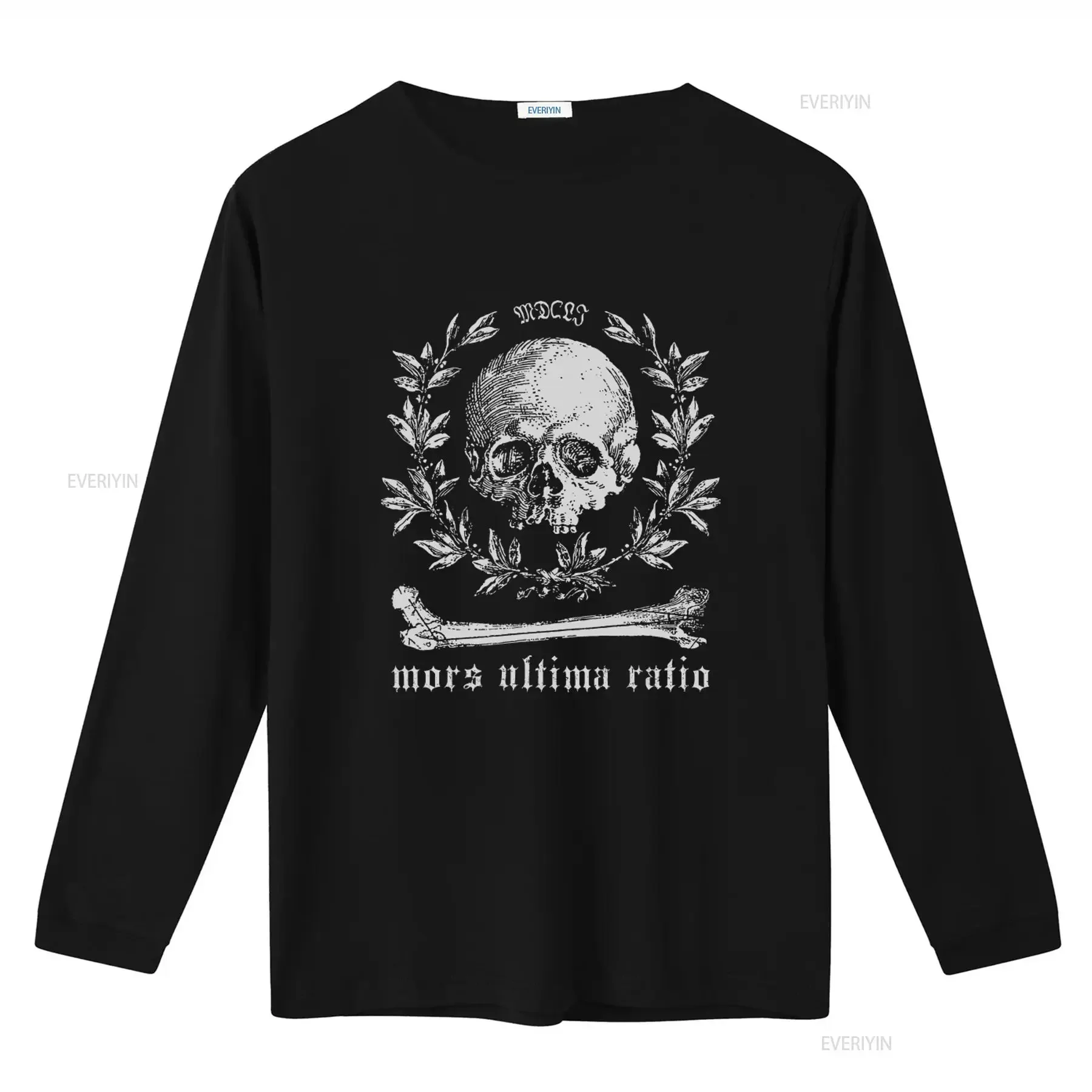 Mors Ultima Ratio Skull T shirt Memento Mori Design  vintage Washed Comfortable Soft fashion Stretched Slightly