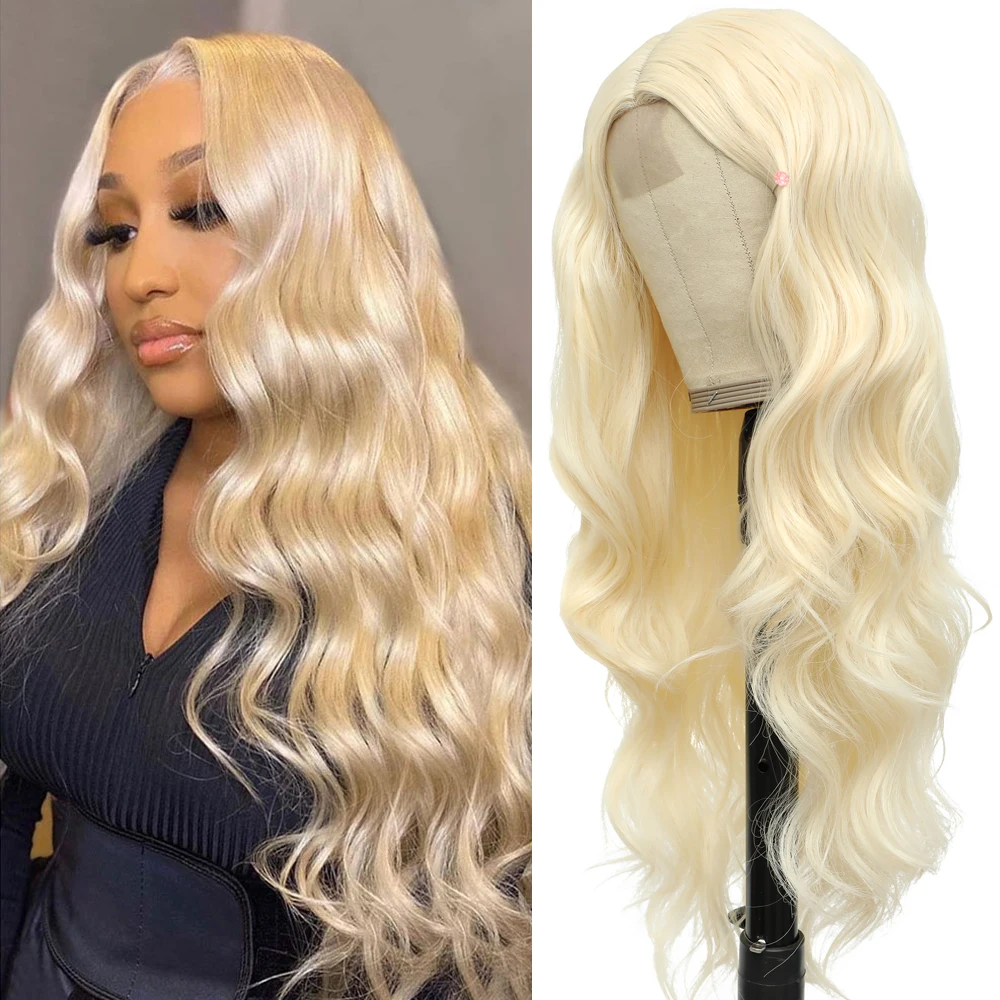 Blonde Synthetic Wig Long Body Wave Wigs for Women Cosplay Straight Daily Natural Color Highlight Ombre Burg Orange Ginger Wig