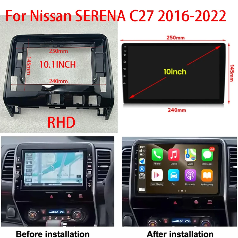 7/9/10.1INCH Car Android Radio Stereo Player Frame Fascia For Nissan Serena C27 Panel Power Cord Wiring Harness