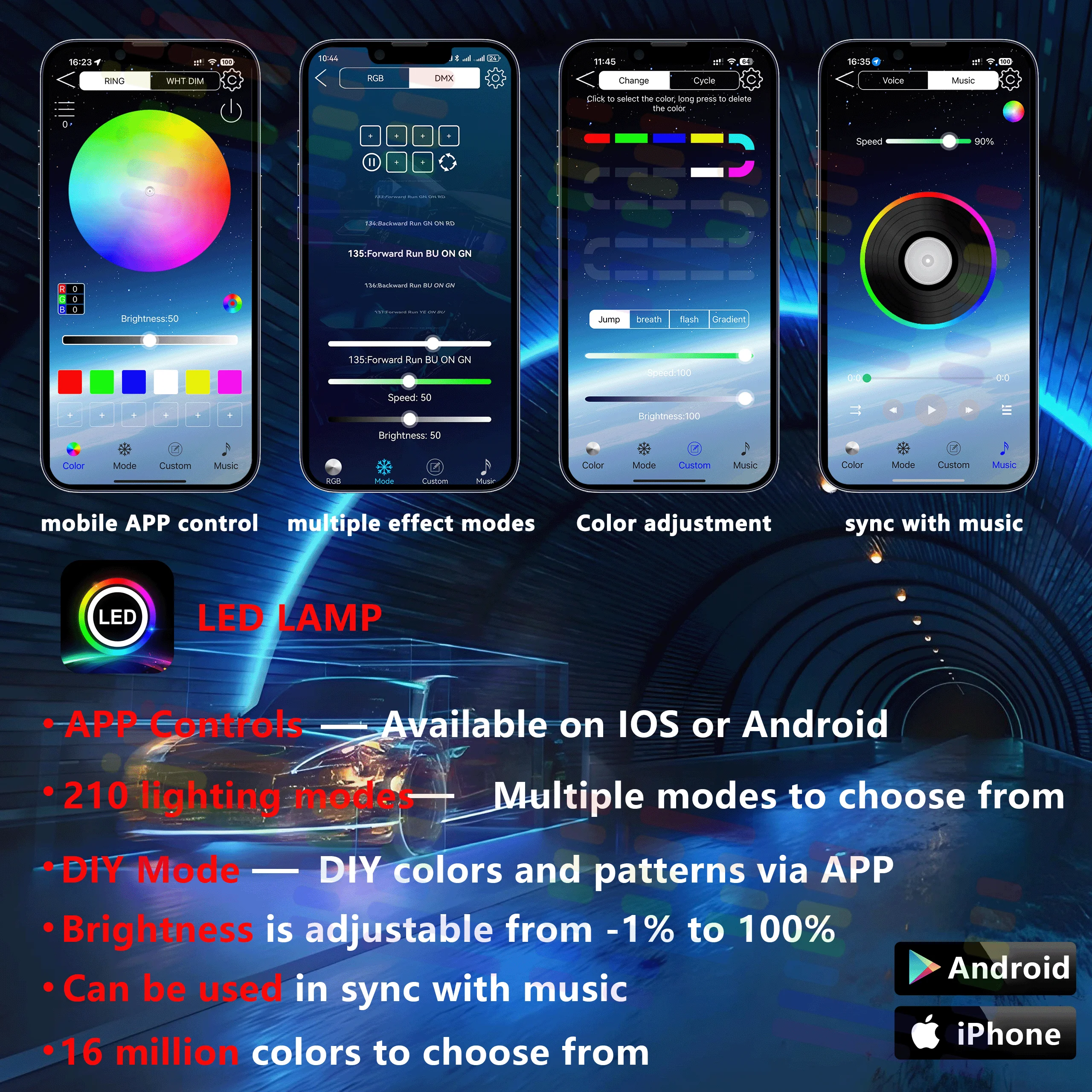 لهوندا سيفيك 11th Gen 2024-2025 الاكريليك LED أضواء المحيطة APP التحكم لتقوم بها بنفسك الألوان RGB سيمفونية تأثيرات جو مصباح #6