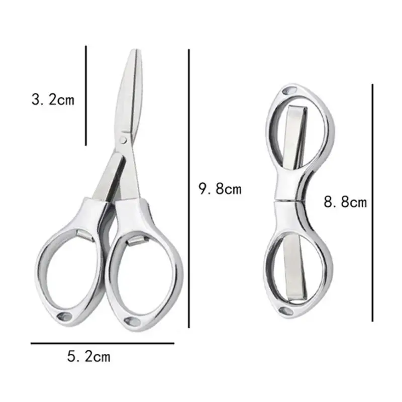 1~4PCS Stainless Steel Anti-Rust Portable Folding Scissors Glasses Shaped Mini Shear Fishing Scissor for Home and Travel Camping