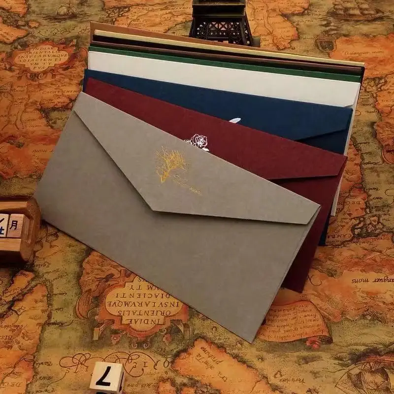 50pcs/lot Gilded Envelope 22x11cm Retro High-grade Western style Wedding Invitation Gift Packaging For Thank-you Letters Giftbox