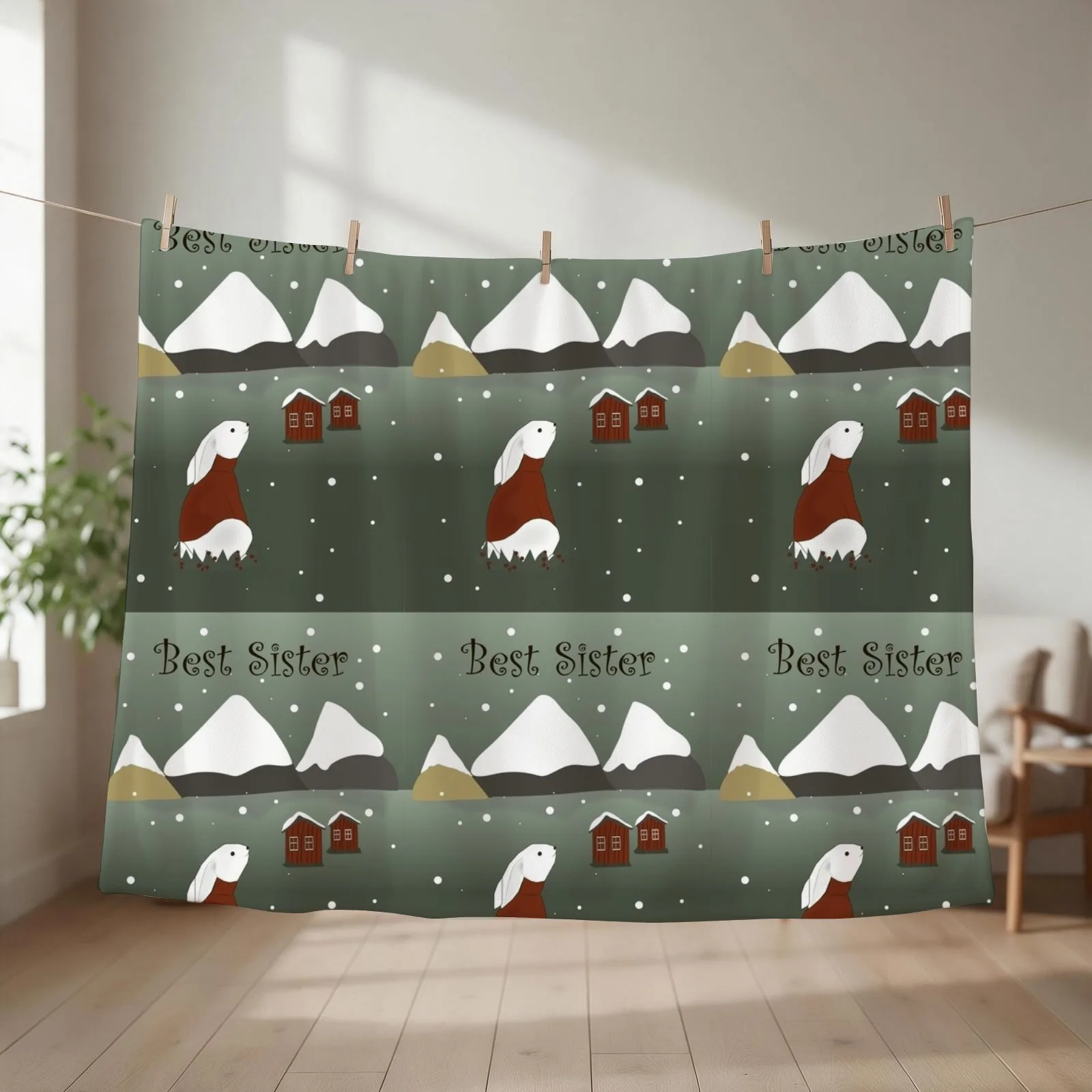 Scandinavian hare Throw Blanket Bed covers Flannel Fabric Vintage Picnic Blankets