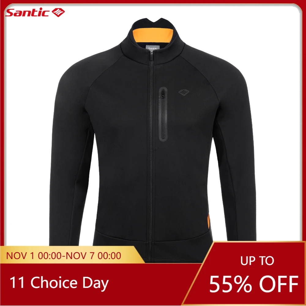 

Santic зимние велосипедные куртки мужские плюшевые ветрозащитные теплые зимние велосипедные куртки дышащие светоотражающие защита от пота KM3C01155