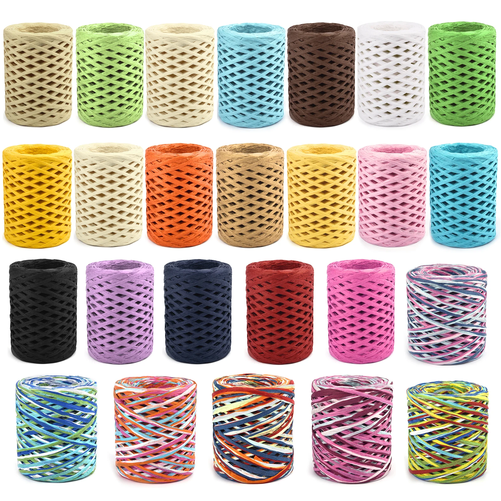 100M/Roll Natural Raffia Yarn For Hand-Knitted Summer Hat Bag Crochet Knitting Friendly Paper Yarn Party Gift Wrapping Rope Belt