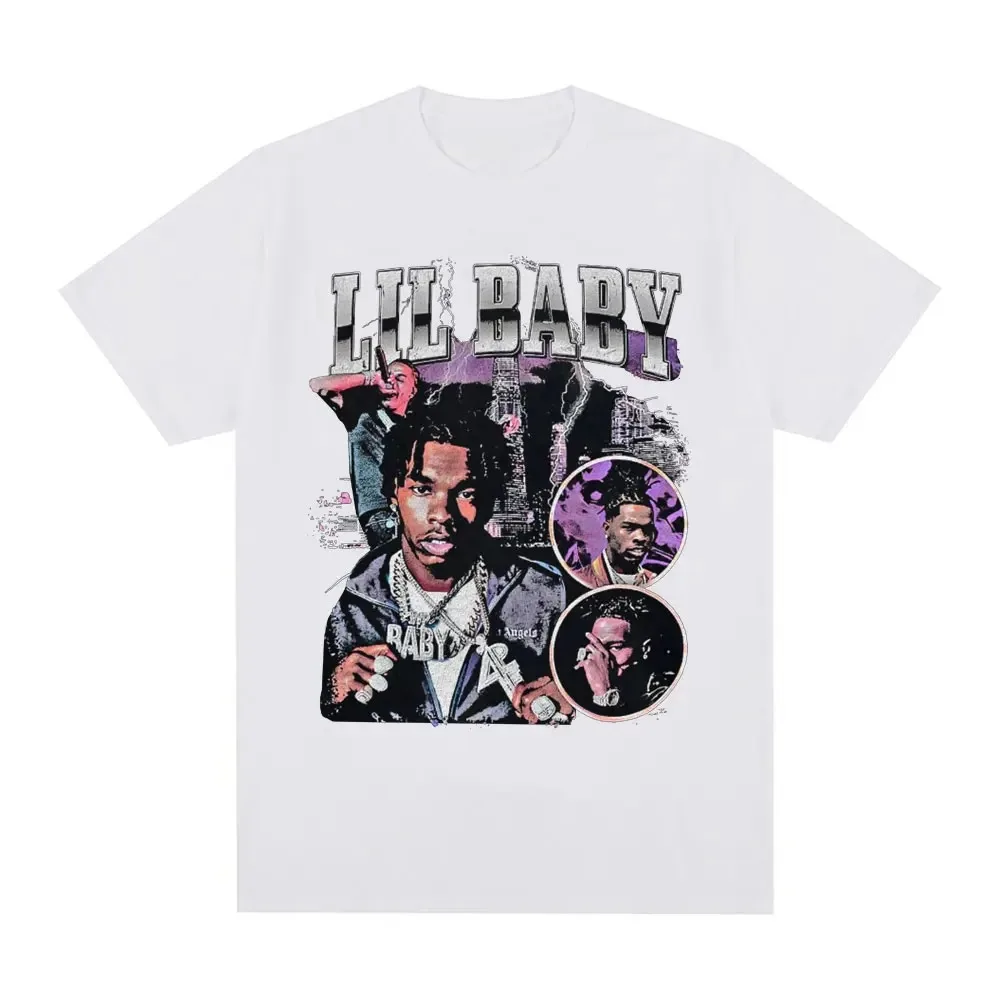 Hip Hop Rapper Lil Baby T-shirt Vintage Graphic Print Oversized T-shirts Men Fashion Aesthetic Short Sleeve T Shirts Streetwear