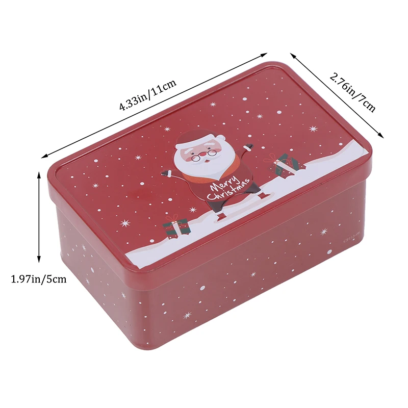 Rectangle Christmas Tinplate Box Empty Cookie Candy Box Santa Claus Gift Boxes Jewelry Storage Can Holiday Wedding Party Decor