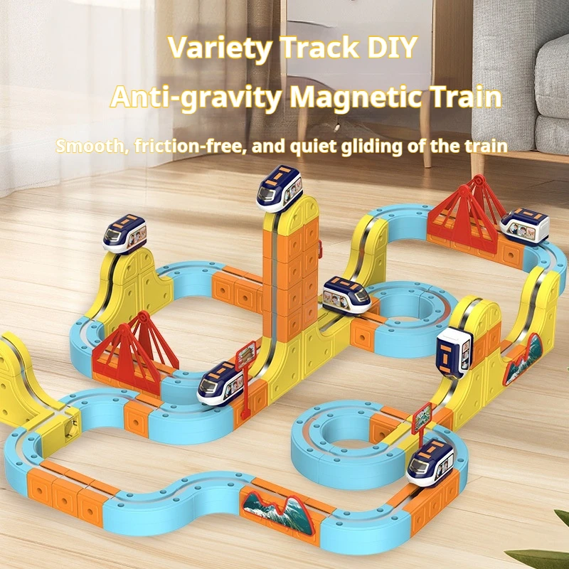 Versátil cubo de pista mágica bloco magnético pista carro elétrico anti gravidade sucção magnética de alta velocidade ferroviário trem presente
