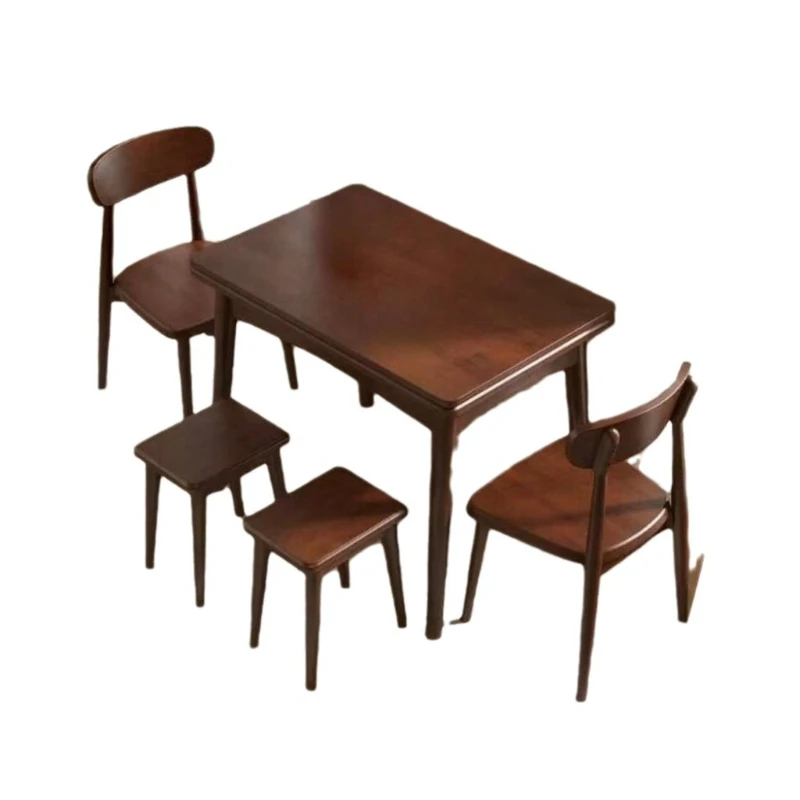 

Walnut solid wood folding dining table, household small apartment solid wood dining table