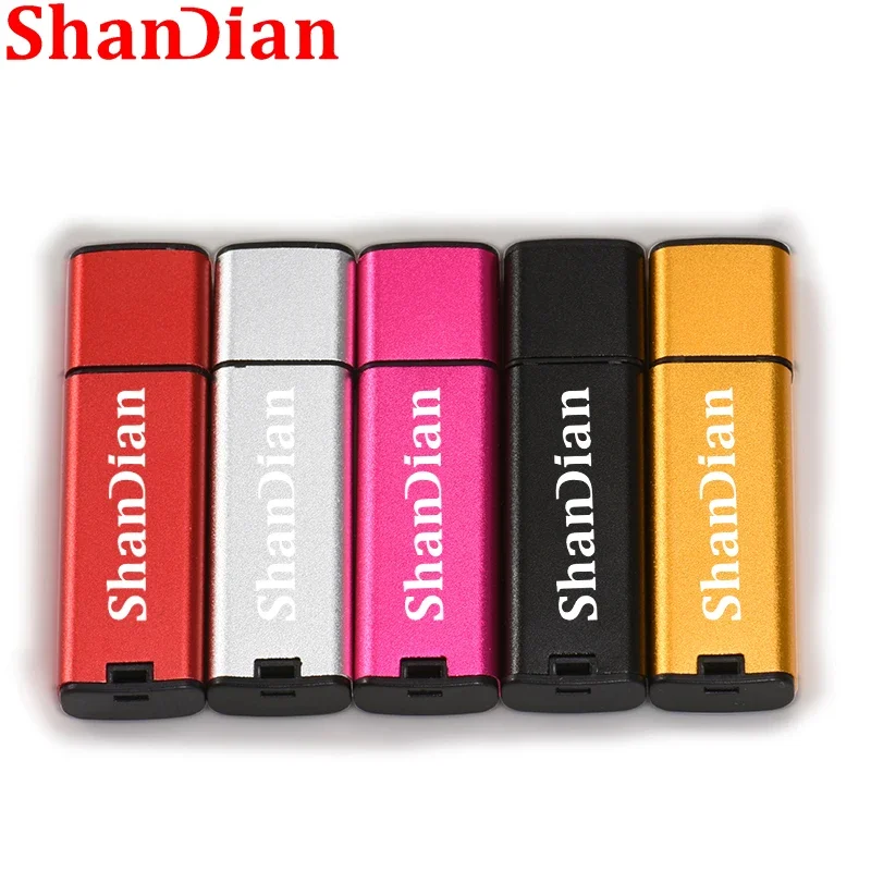 SHANDIAN 금속 매트 USB 플래시 드라이브 골든 펜 드라이브, 플라스틱 디스크, 핑크 미니 메모리 스틱, 가제트 사진 선물, 64GB, 32GB, 16GB