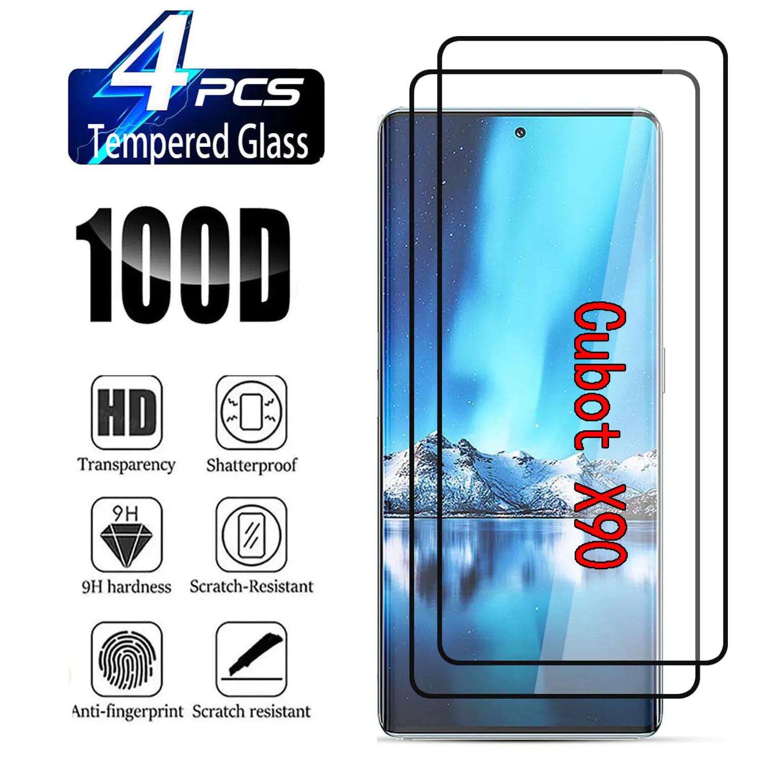 

9H Curved Four Sides Glue Tempered Glass For Cubot X90 Film