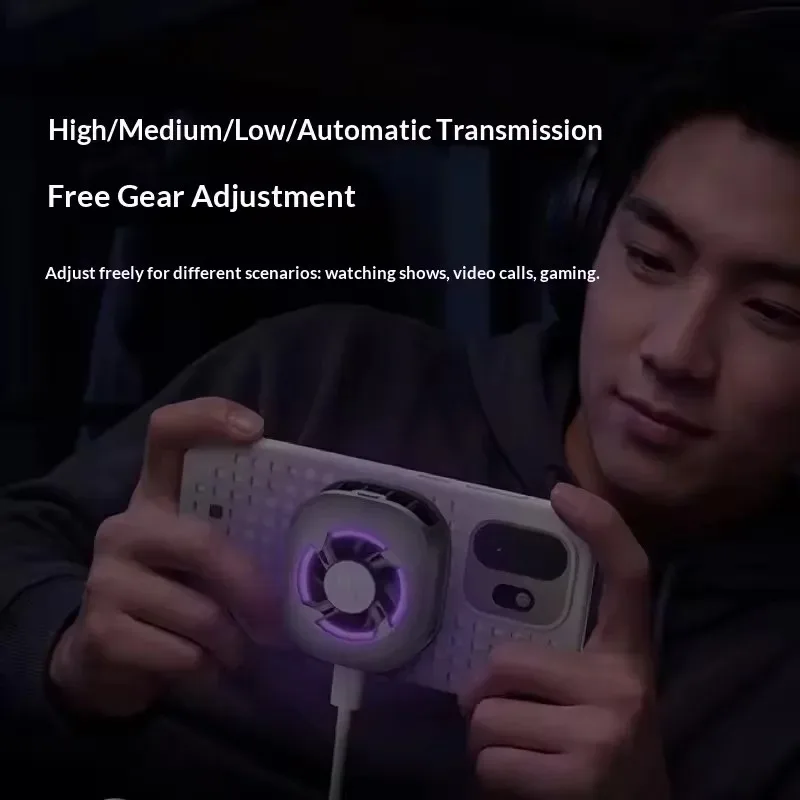 40W Super Ice Magnetic Phone Cooler Fast Semiconductor Cooling Radiator Deep Space Silver Low‑Noise Mobile Phone Cooling Fan