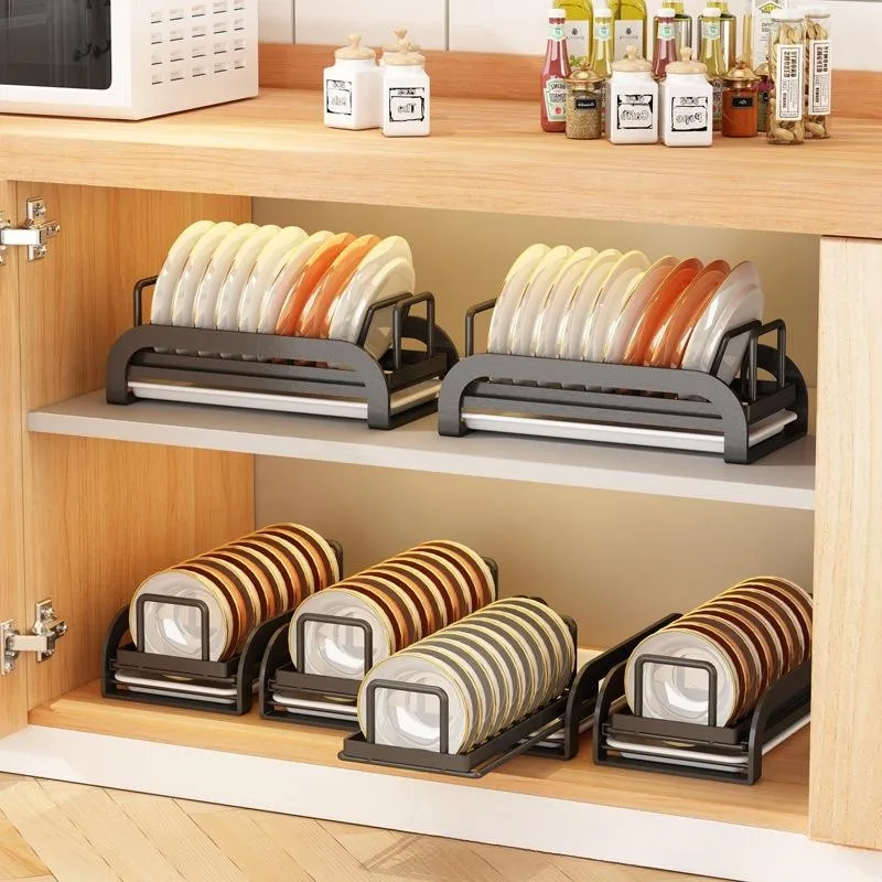 Kitchen Basket Pull-out Bowl  Built-in Bowl and Dish Partition in The Cabinet Drainage Rack and Bowl Rack Storage Rack