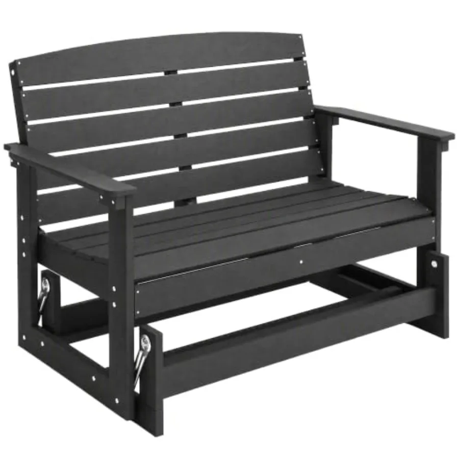 2-Person Outdoor Glider Bench HDPE Weather Resistant