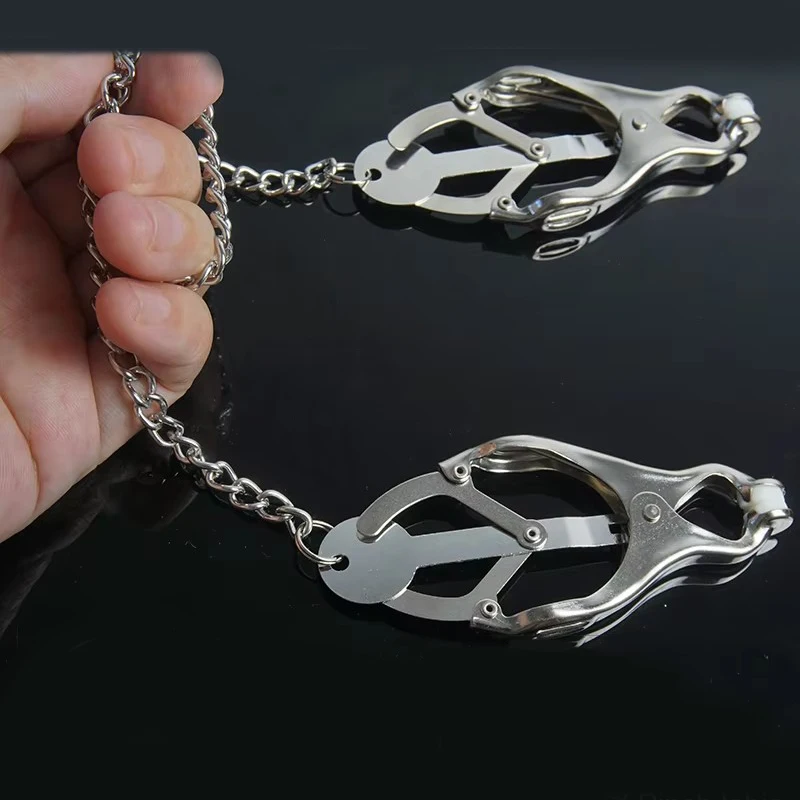 Abrazaderas para pezones de juguete BDSM, pinzas para pezones de Metal con punta de agarre extremo de cadena, juguetes sexuales para parejas, juegos para adultos, ataduras de Bondage