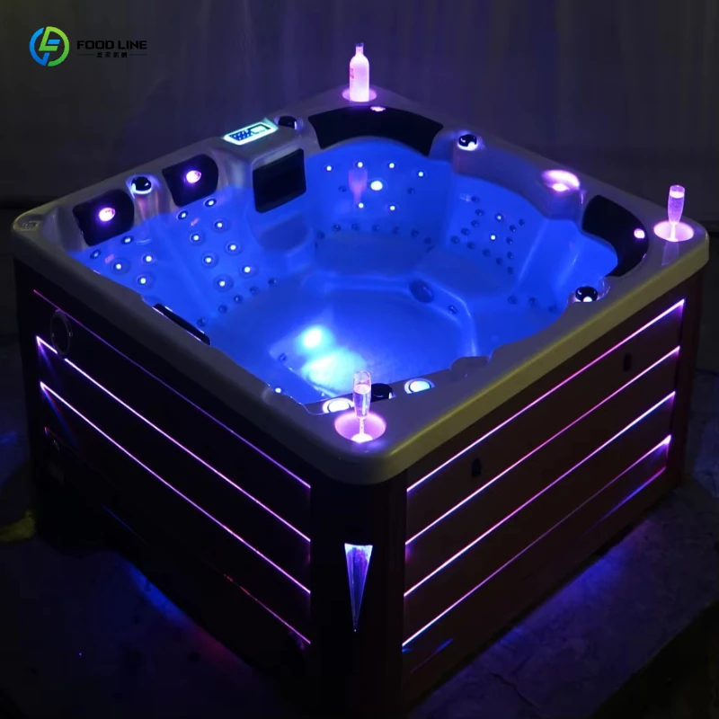 Portable Acrylic Bubble Massage Pool, 130 Jets Inflatable Hot Tub Spa, Heated for Camping & Courtyard