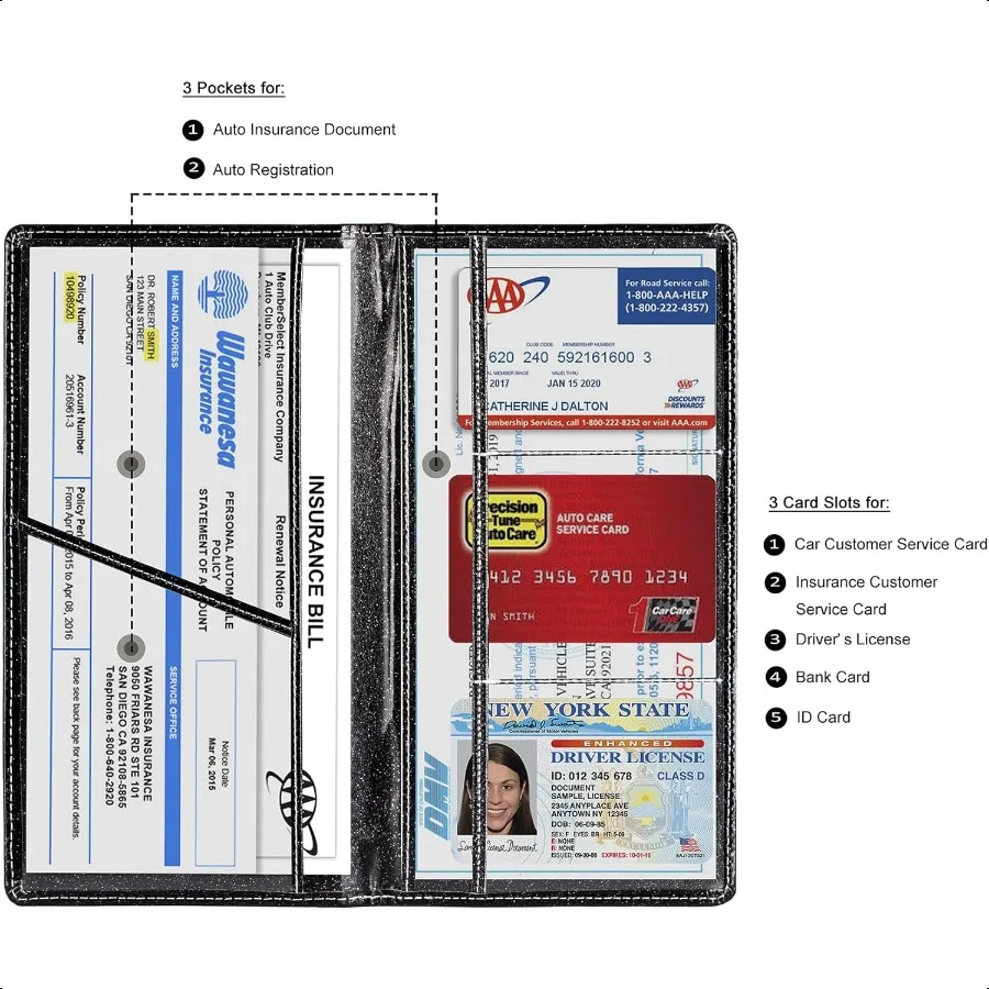 Porta carte di registrazione e assicurazione dell'auto, porta documenti per patente di veicolo, vano portaoggetti, organizer per interni, accessori per auto per W