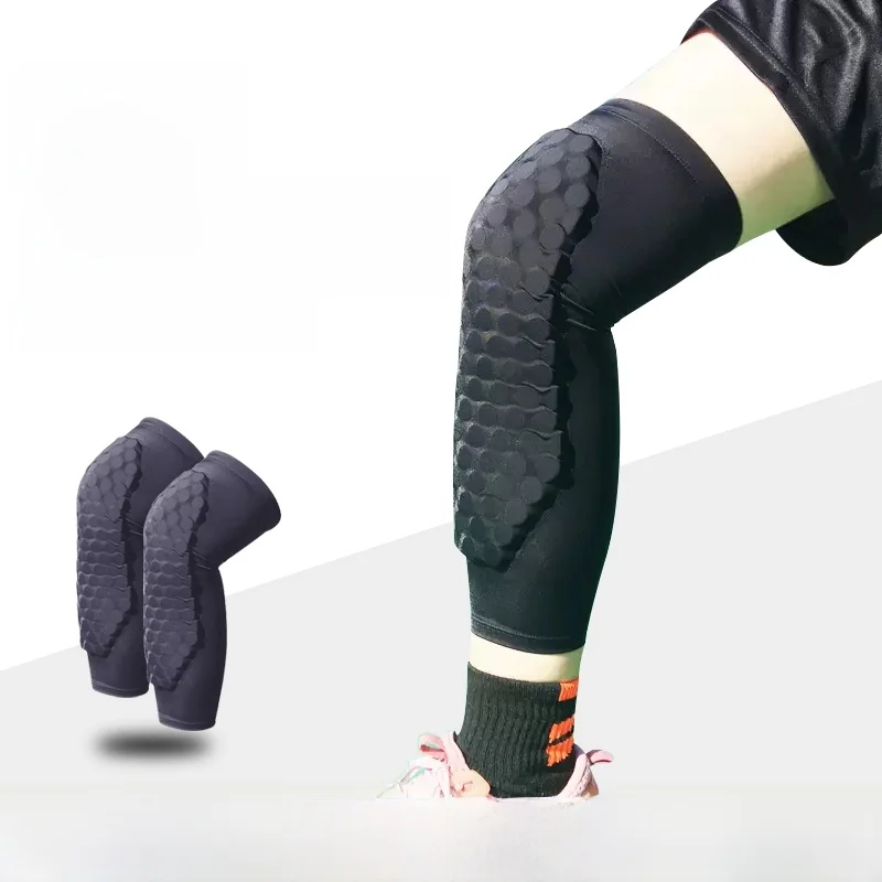 メンズロングバスケットボール膝パッド通気性ハニカム膝保護トレーニングランニングスポーツ用品ブループロフェッショナルギア