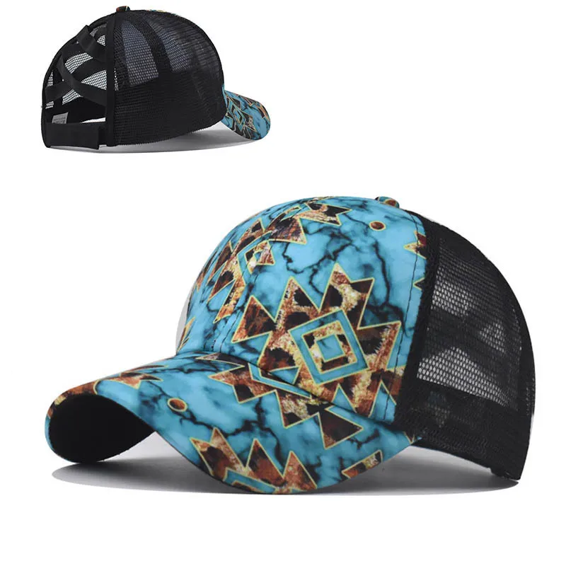 

Printed Back Opening Hat For Women Horse Pattern Ponytail Baseball Cap