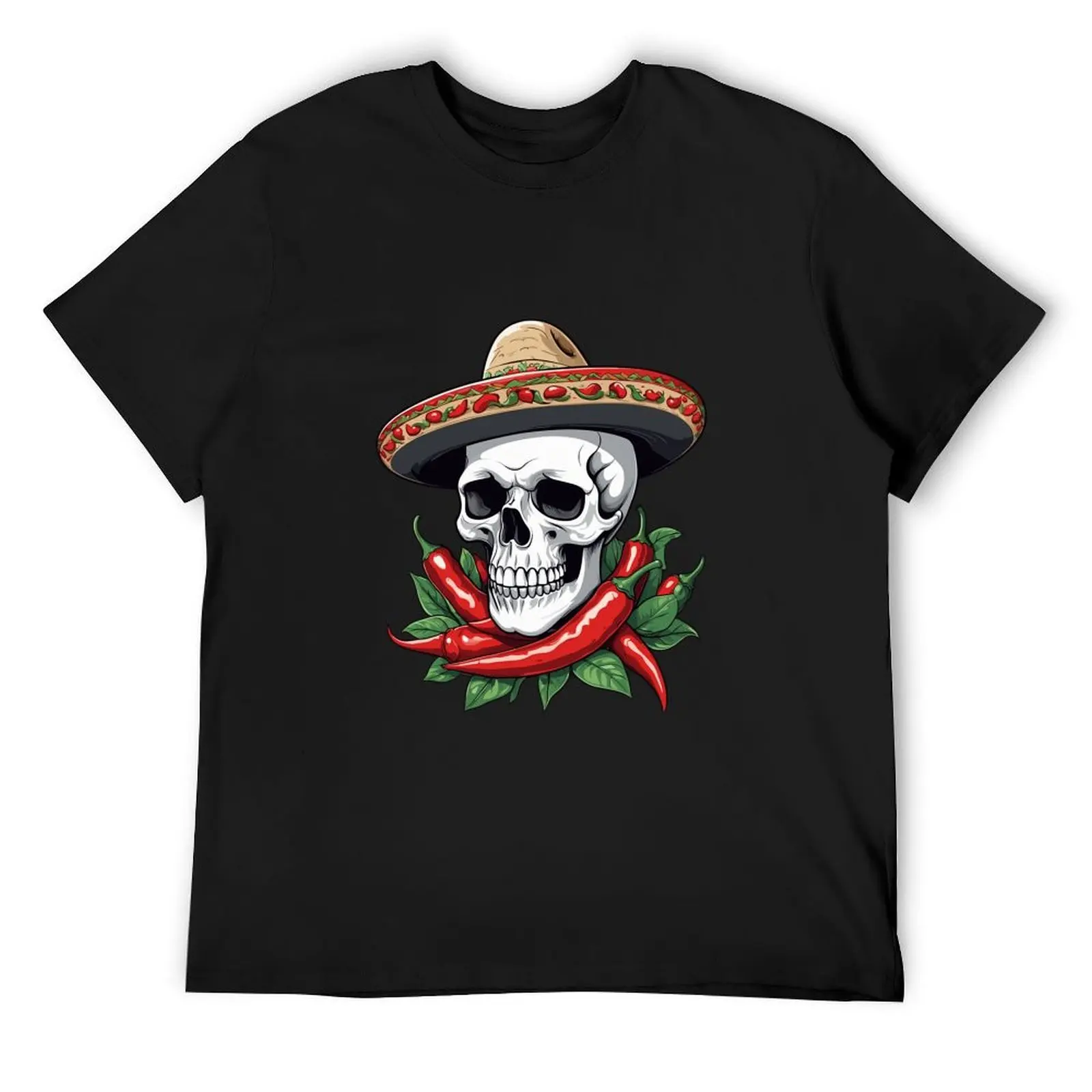 

Aesthetic Chili Skull Design Mexican Style T-Shirt vintage anime shirt plus size clothes luxury designer T-shirt men