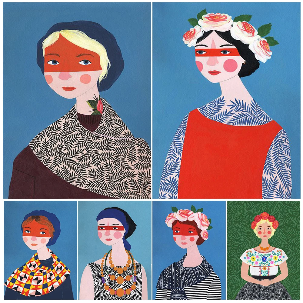 

Illustration Girl Power Princess Cartoon Woman Poster Wall Art Canvas Painting Home Decor Wall Pictures For Living Room Unframed