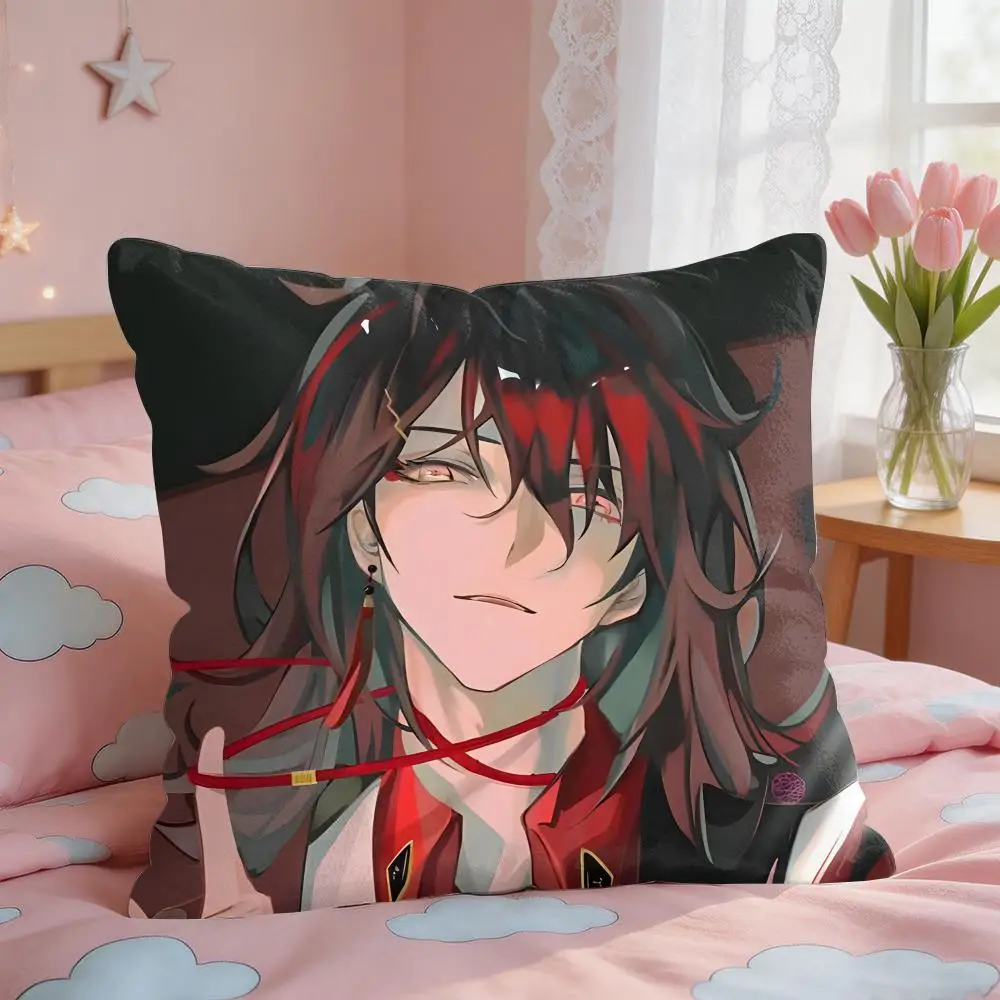 V-Vtuber Vox Akuma Cute Anime Cushion Cover Square Short Plush Pillow Case Living Room Sofa Home Decor Funda 40X40