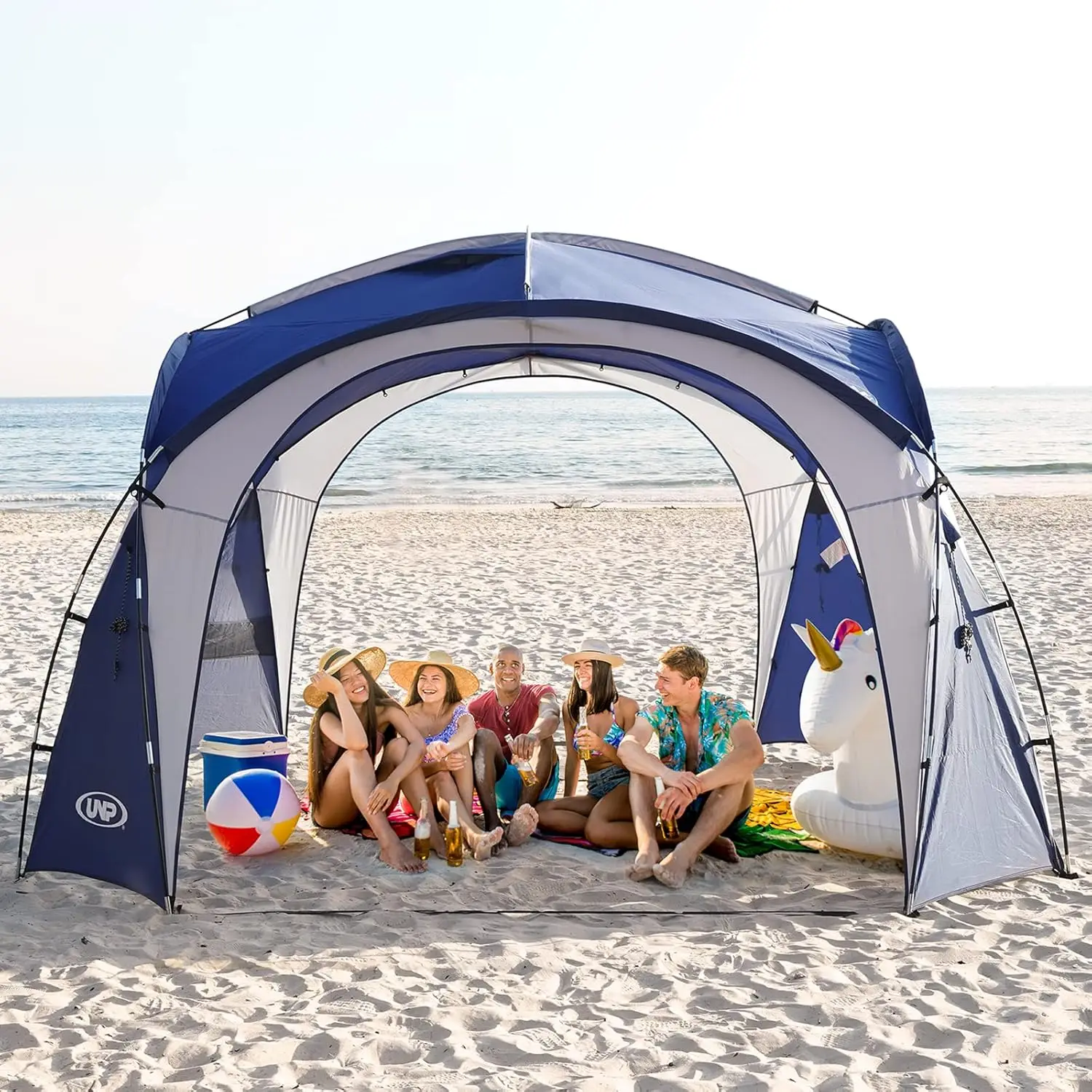 Namiot plażowy UNP Easy Pop Up Canopy Namiot UPF50+ z bocznymi ściankami, kołkami uziemiającymi i słupkami stabilizującymi, osłoną przeciwsłoneczną przeciwdeszczową