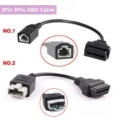 3pin 5Pin Convert to OBD2 16pin Cable for Honda Car Scanner OBD Adapter OBDII 3 pin 5 Pin to 16 pin Connector Plug Harness Cord