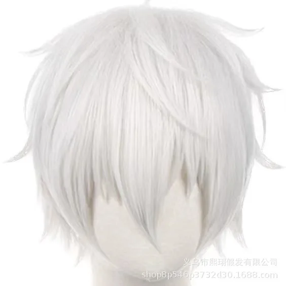 Short Synthetic Spiky Cosplay Wig Light Grey Mix for Anime Character Blue-Sports Inspired Style Unisex Party Costume Hair
