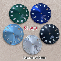 28.5mm S Logo SUB Sunburst Dial Fit NH35/NH36/4R/7S Movement Green Luminous 3/3.8/4.2 O'clock Watch Accessories Repair tools ﻿