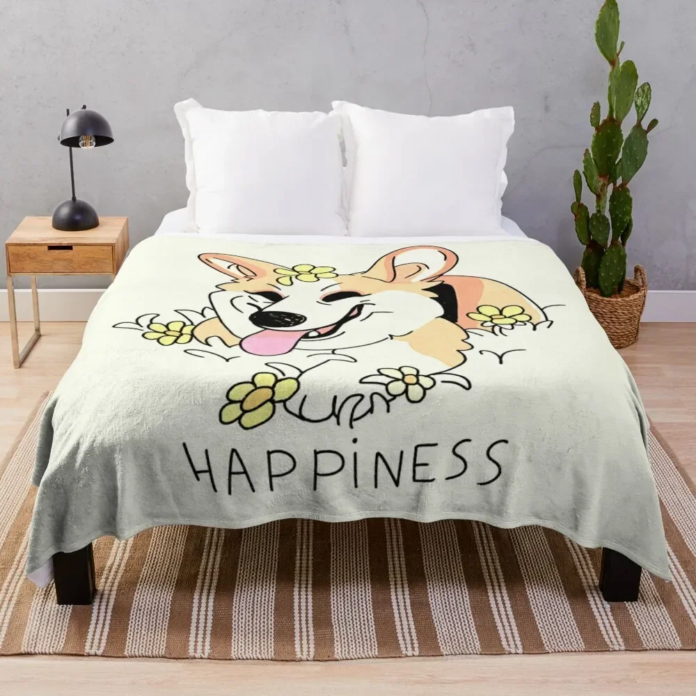 

Corgi happiness Colored 2nd edition Throw Blanket Softest Single Blankets