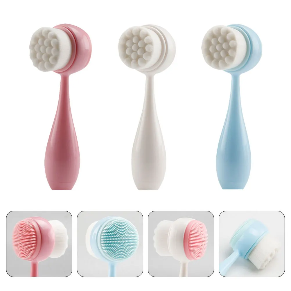 3Pcs Silicone Facial Brush Manual Face Wash Cleaning Tool Deep Pore Cleanser Exfoliating Scrubber for Effective Blackhead