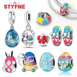 925 Silver Blue Star Easter Egg Charms Colorful Beads Fit Original Bracelets for Women Jewelry Party DIY Fine Gifts Accessories