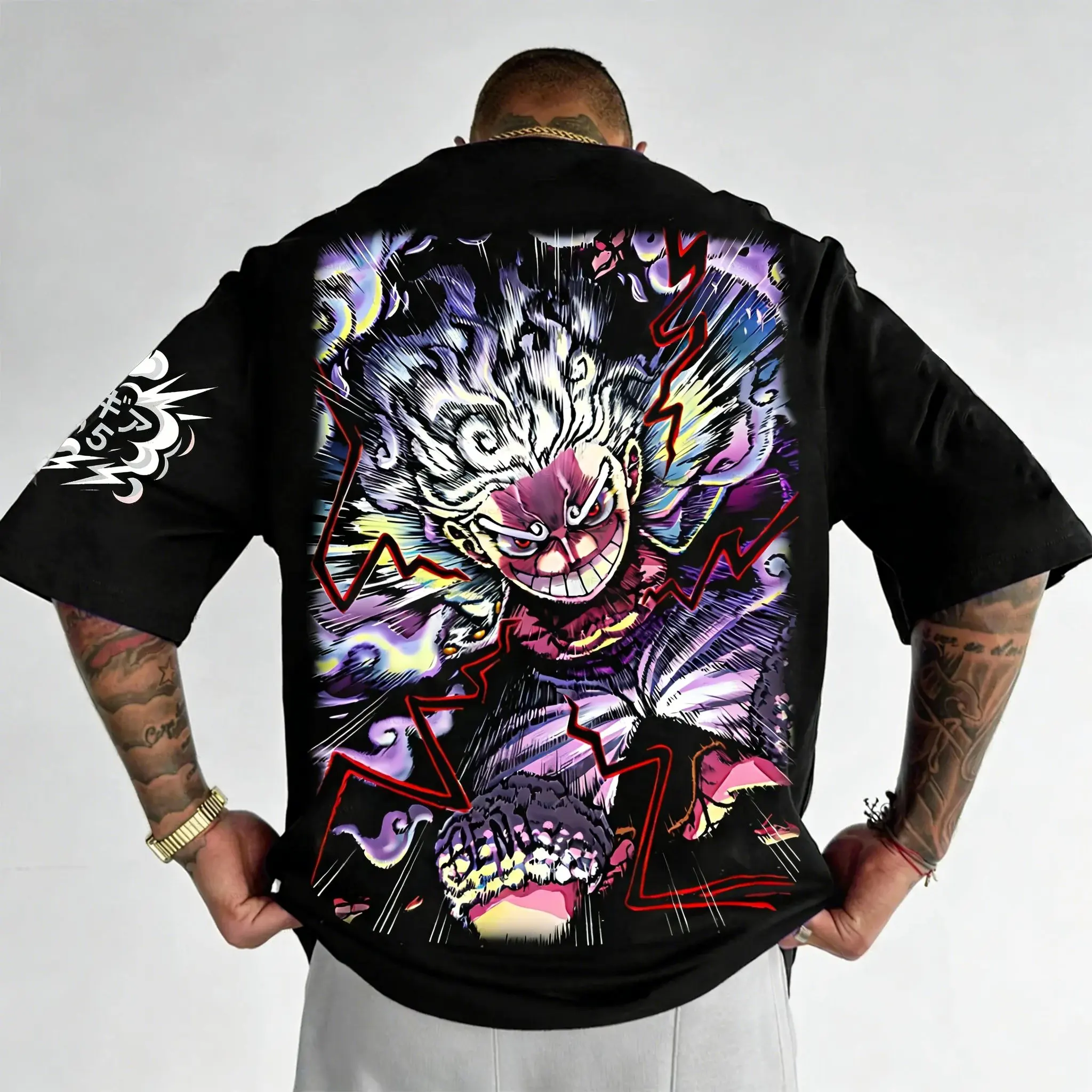 

One Piece Luffy Printed Cotton Short Sleeved Loose Fitting Men's and Women's Summer Breathable Sports Round Neck T-shirt