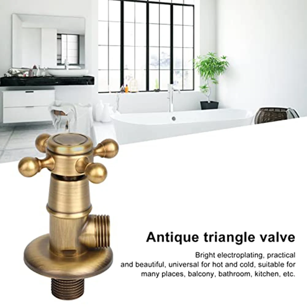 

1pc European Angle Valve Copper Core Retro Mixing Water Stop Valve Rust Resistant With Beautiful Appearance Versatile Usage