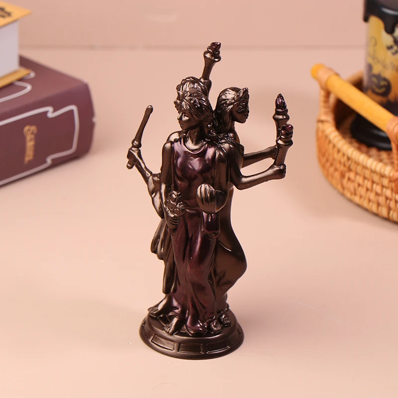 

1Pcs Cold Cast Resin Antique Bronze Finish Moon Goddess Sculpture Veronese Designs Hecate Greek Triple Goddess Of Magic Statue