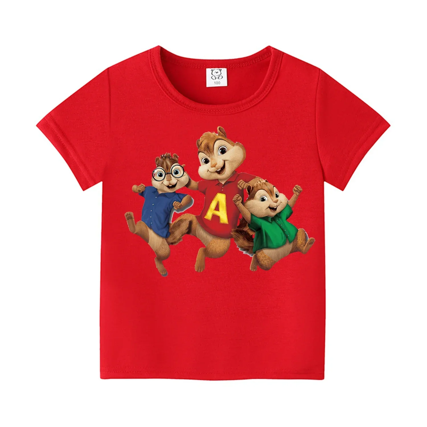 Summer Child Short-Sleeved T Shirt Boys Girls Cute Cartoon Alvin And The Chipmunks 3d Clothes Kids Teenagers Pure Cotton Tops