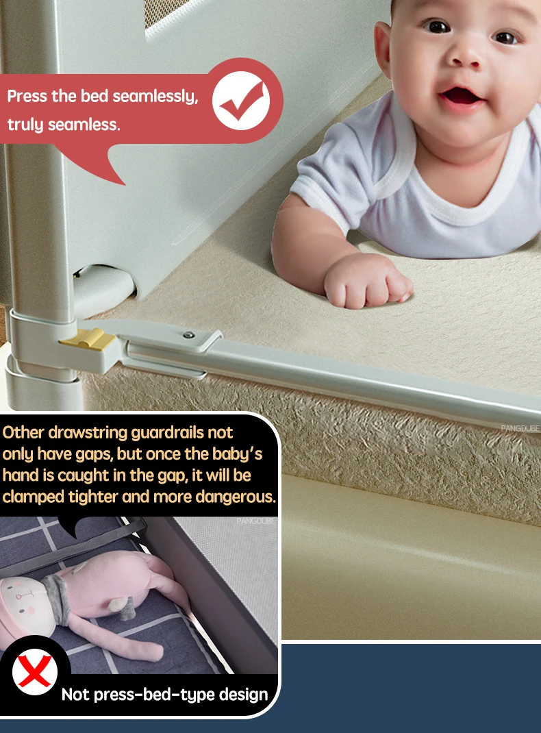 PANGDUBE 1 Stück Baby-Sicherheitsgeländer für Kinderbetten, Schutzbarriere für Kinderbetten, Montage durch Schrauben erforderlich – Detail 7