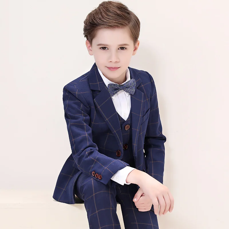 Kids Boys White Blazer Vest Pants 3PCS Set Children Baptism Wedding Prom Suit Baby Boy Elegant Dress Teenager Party Costume