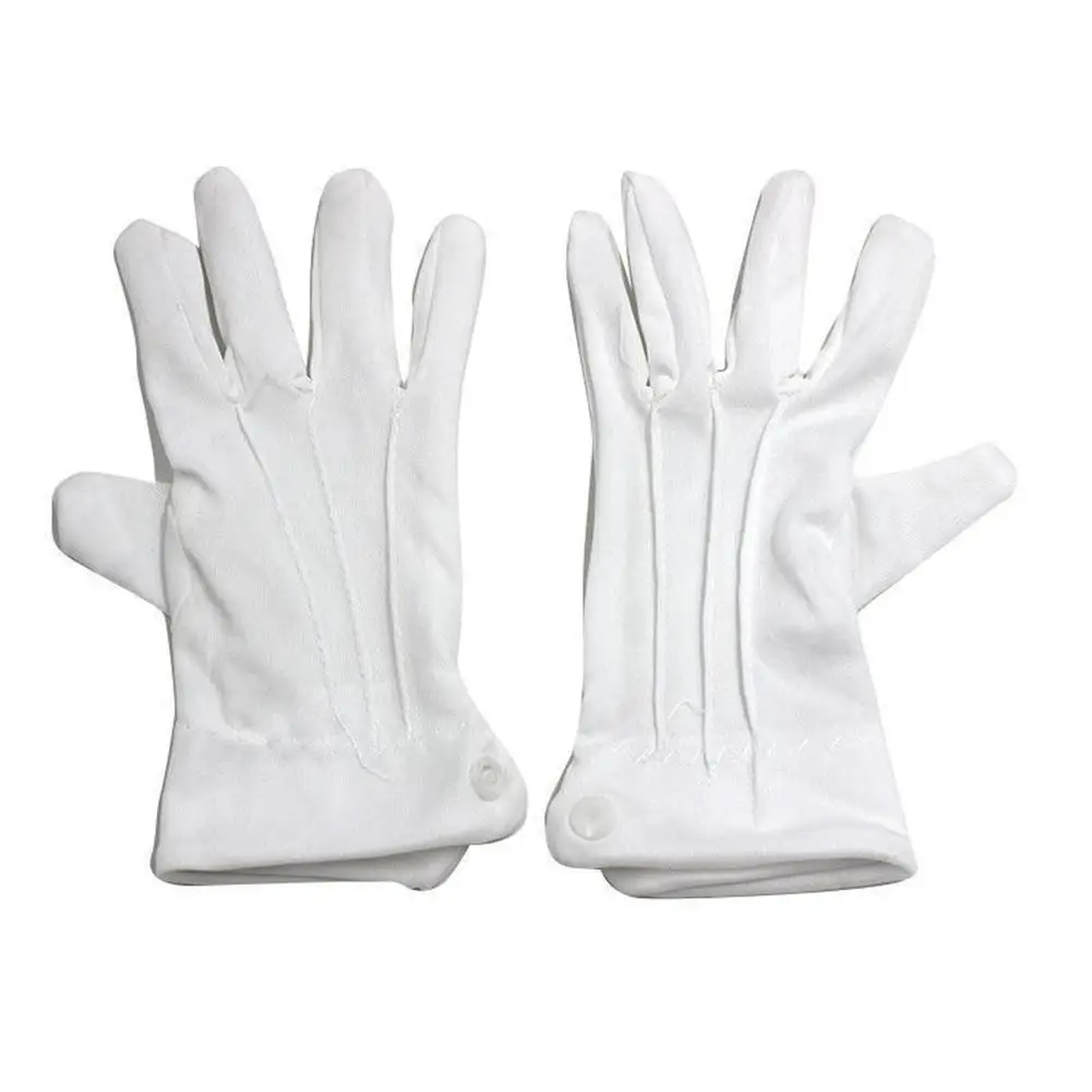 2PCS White Cotton Gloves Men Formal Tuxedo Uniform Gloves Honor Guard Parade Ceremony Costume Cosplay Coin Jewelry Butler Gloves